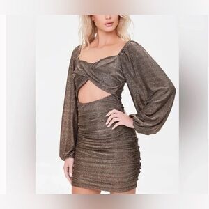 Forever 21 Elegant Metallic Cut-Out Dress (NWT)